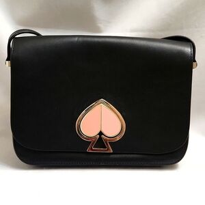 Kate Spade New York Nicola Heart Twist Lock Black Pink Leather Shoulder bag